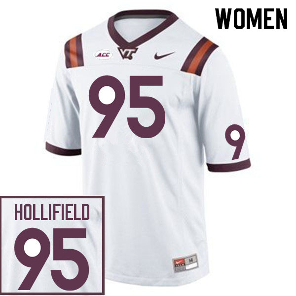 Women #95 Jack Hollifield Virginia Tech Hokies College Football Jerseys Sale-White